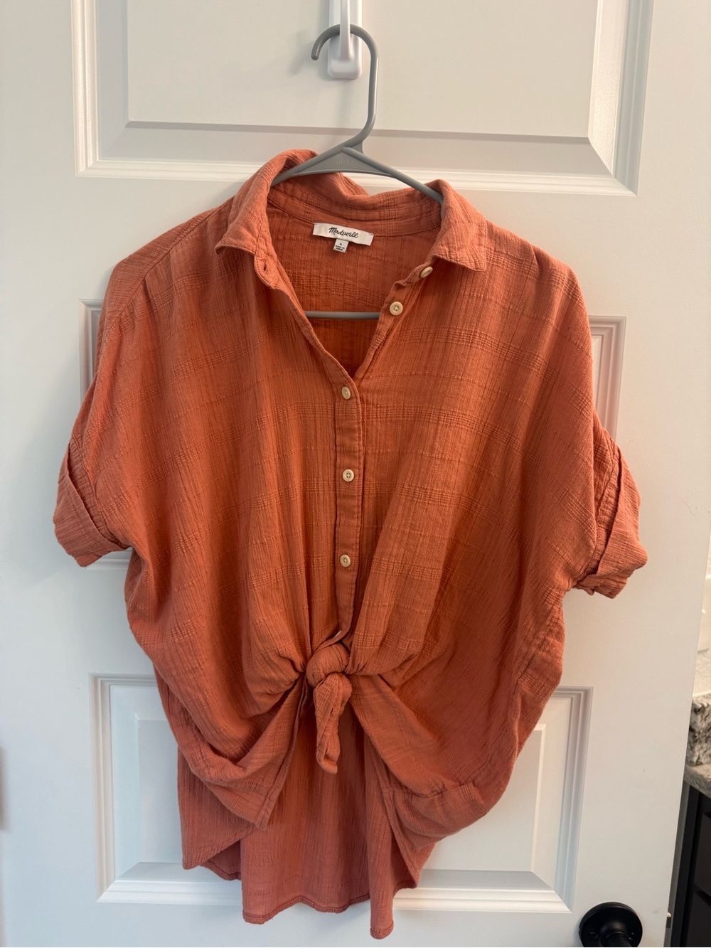 Madewell Coral-Orange Button-Up Shirt